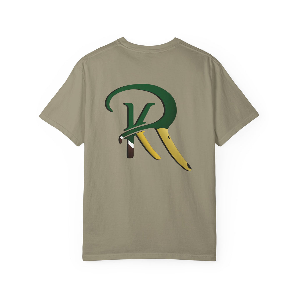 short sleeve comfort colors t shirt with rekoile logo colored like mallard duck